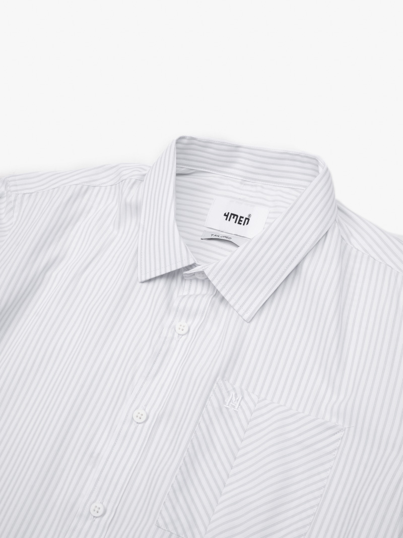 Áo Sơ Mi Sọc Hạn Chế Nhăn Wrinkle X Thêu Chữ M Form Tailored SM177 Sọc Đen