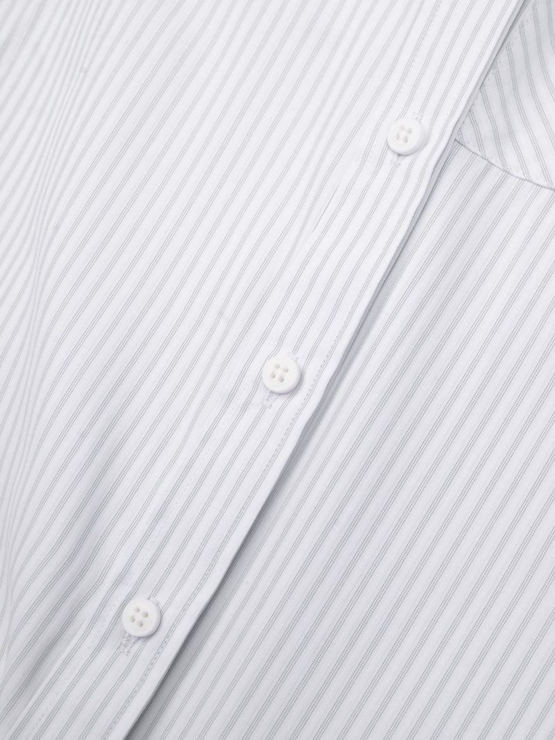 Áo Sơ Mi Sọc Hạn Chế Nhăn Wrinkle X Thêu Chữ M Form Tailored SM177 Sọc Đen