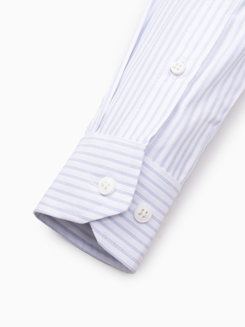 Áo Sơ Mi Sọc Hạn Chế Nhăn Wrinkle X Thêu Chữ M Form Tailored SM177 Sọc Xanh Biển