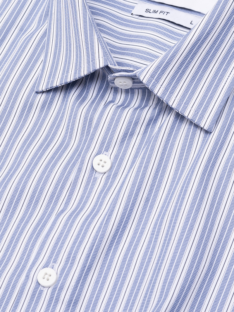 Áo Sơ Mi Sọc Hạn Chế Nhăn Wrinkle X Thêu Chữ Peak Hour Form Slimfit SM176