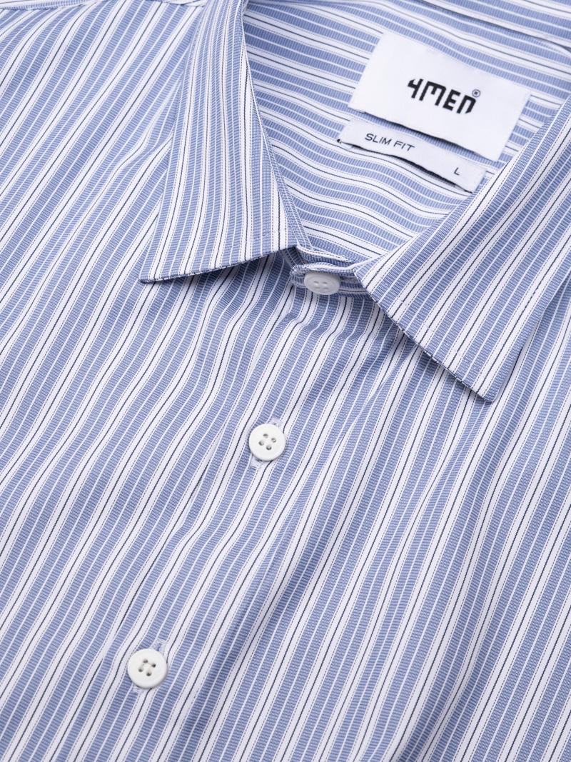 Áo Sơ Mi Sọc Hạn Chế Nhăn Wrinkle X Thêu Chữ Peak Hour Form Slimfit SM176