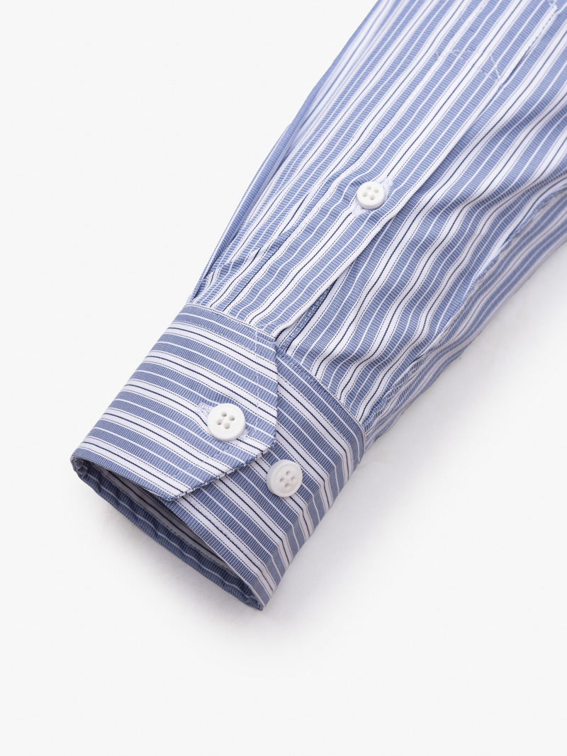 Áo Sơ Mi Sọc Hạn Chế Nhăn Wrinkle X Thêu Chữ Peak Hour Form Slimfit SM176