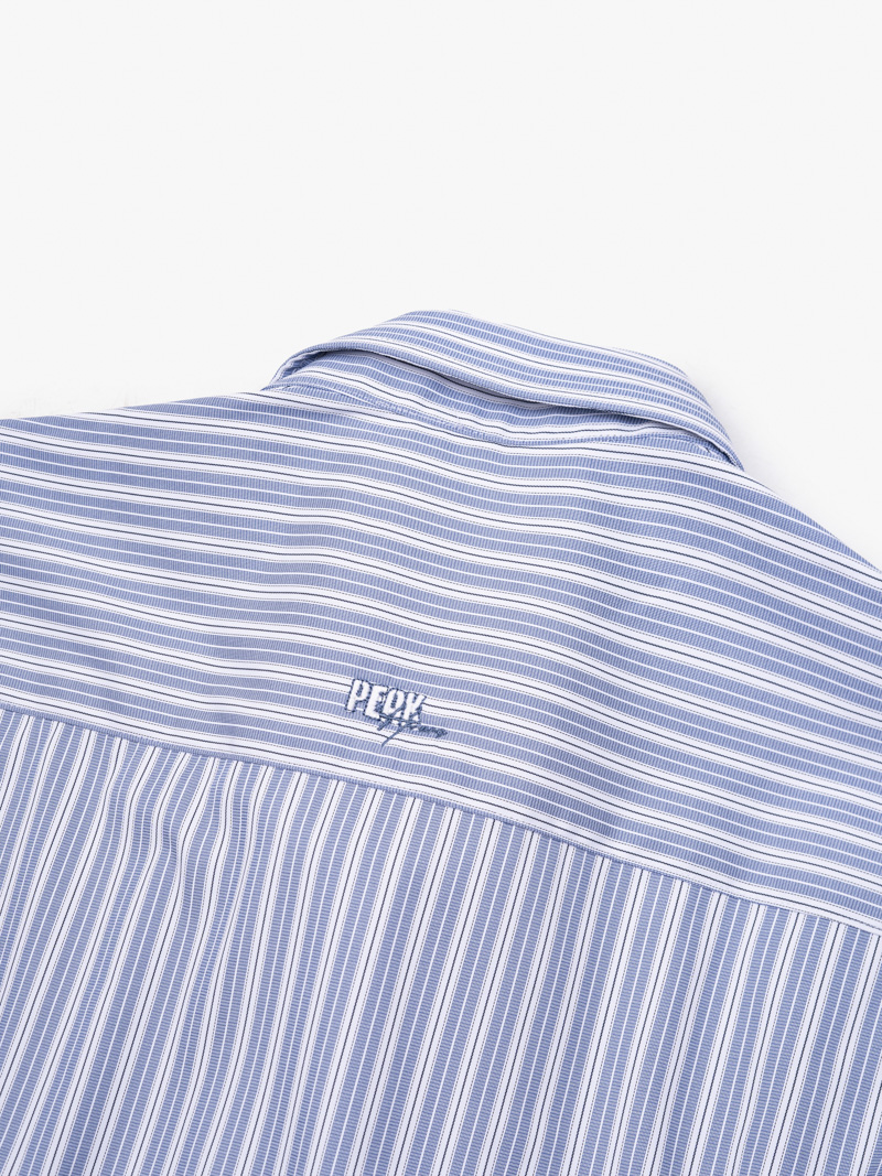 Áo Sơ Mi Sọc Hạn Chế Nhăn Wrinkle X Thêu Chữ Peak Hour Form Slimfit SM176