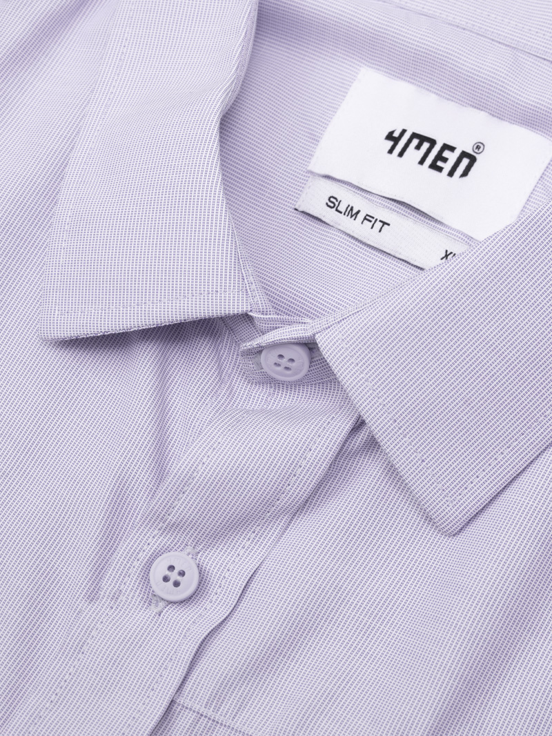 Áo Sơ Mi Sọc Hạn Chế Nhăn Wrinkle X Thêu M Ở Túi Form Slimfit SM174 Sọc Tím