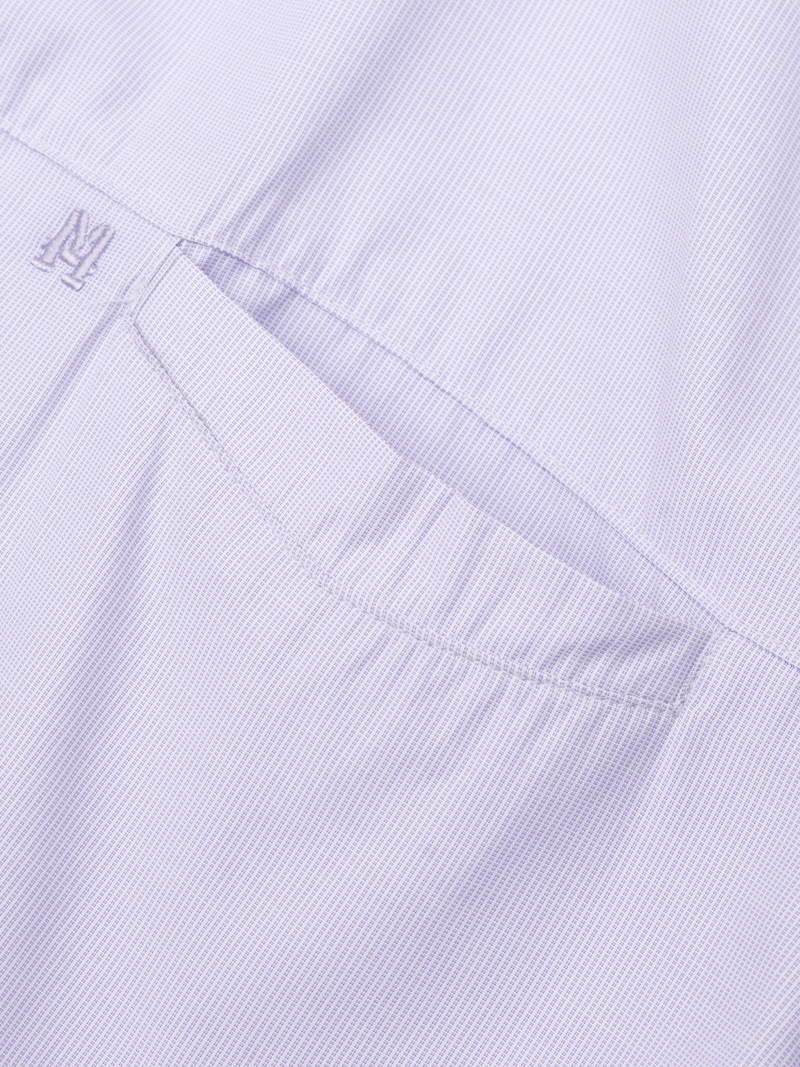 Áo Sơ Mi Sọc Hạn Chế Nhăn Wrinkle X Thêu M Ở Túi Form Slimfit SM174 Sọc Tím