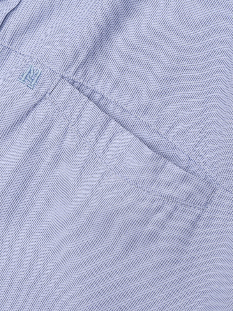 Áo Sơ Mi Sọc Hạn Chế Nhăn Wrinkle X Thêu M Ở Túi Form Slimfit SM174 Sọc Xanh Biển