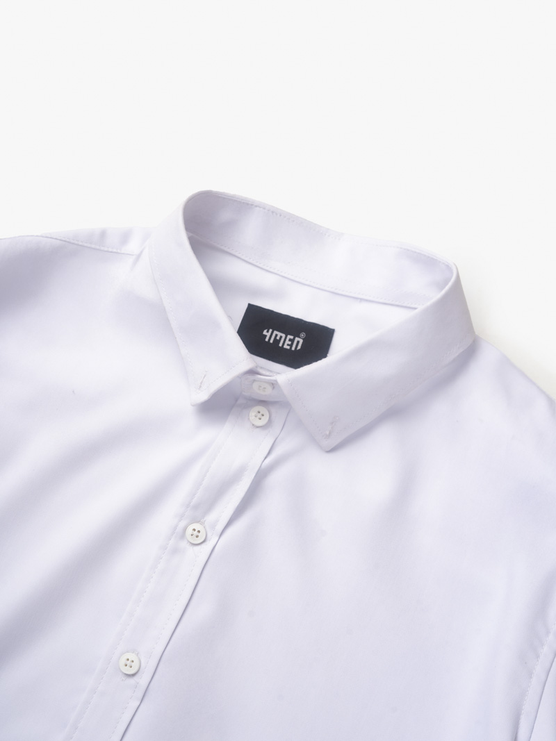 Áo Sơ Mi Trơn Hạn Chế Nhăn Wrinkle X Thêu Peakhour Form Slimfit SM181 Màu Trắng Kem