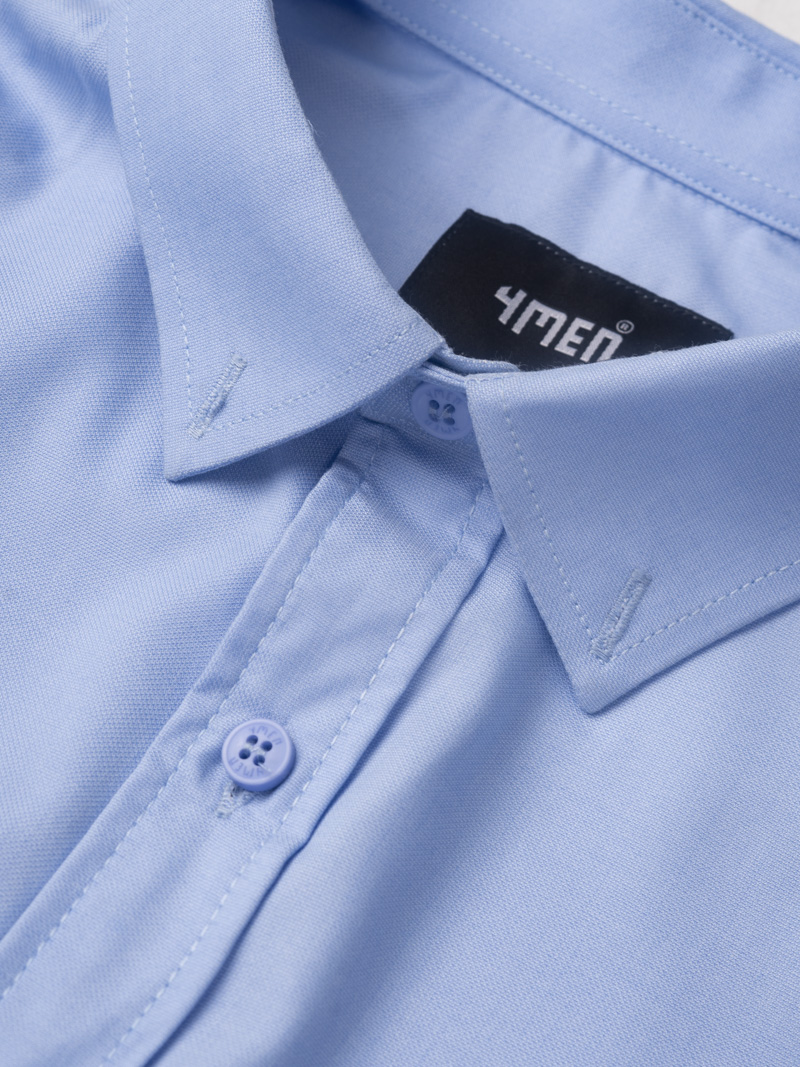 Áo Sơ Mi Trơn Hạn Chế Nhăn Wrinkle X Thêu Peakhour Form Slimfit SM181 Màu Xanh Biển