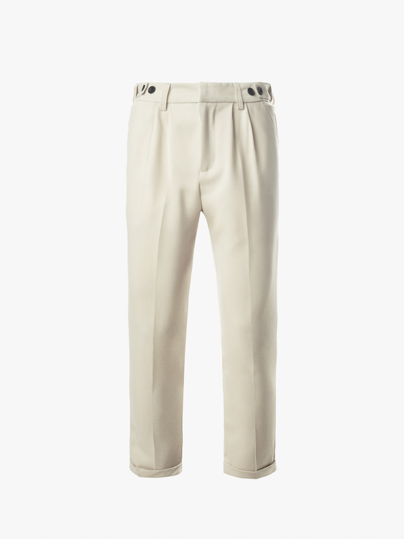 Quần Tây Sidetab 2 Bên Form Regular QT068 Màu Trắng Kem