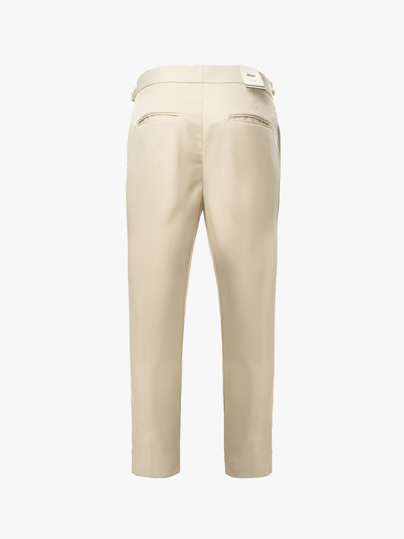 Quần Tây Sidetab Hai Bên Slimfit Trơn QT067 Màu Kem