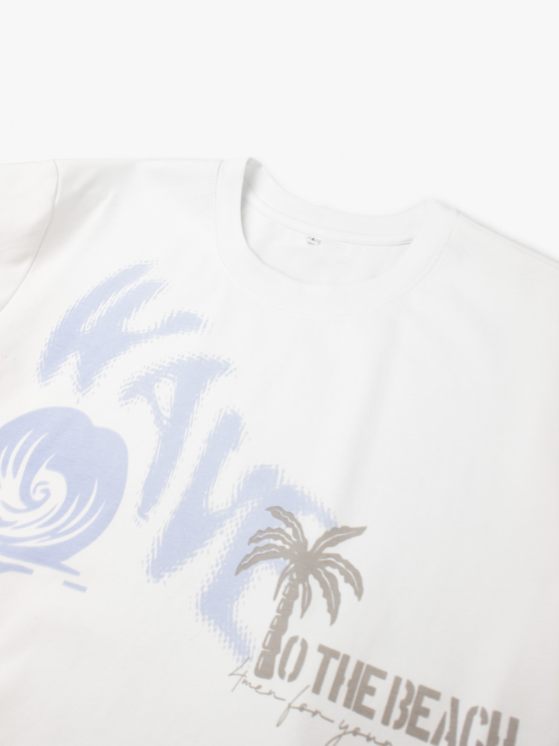 Áo Thun In Chữ Wave To The Beach Form Relax AT174 Màu Trắng
