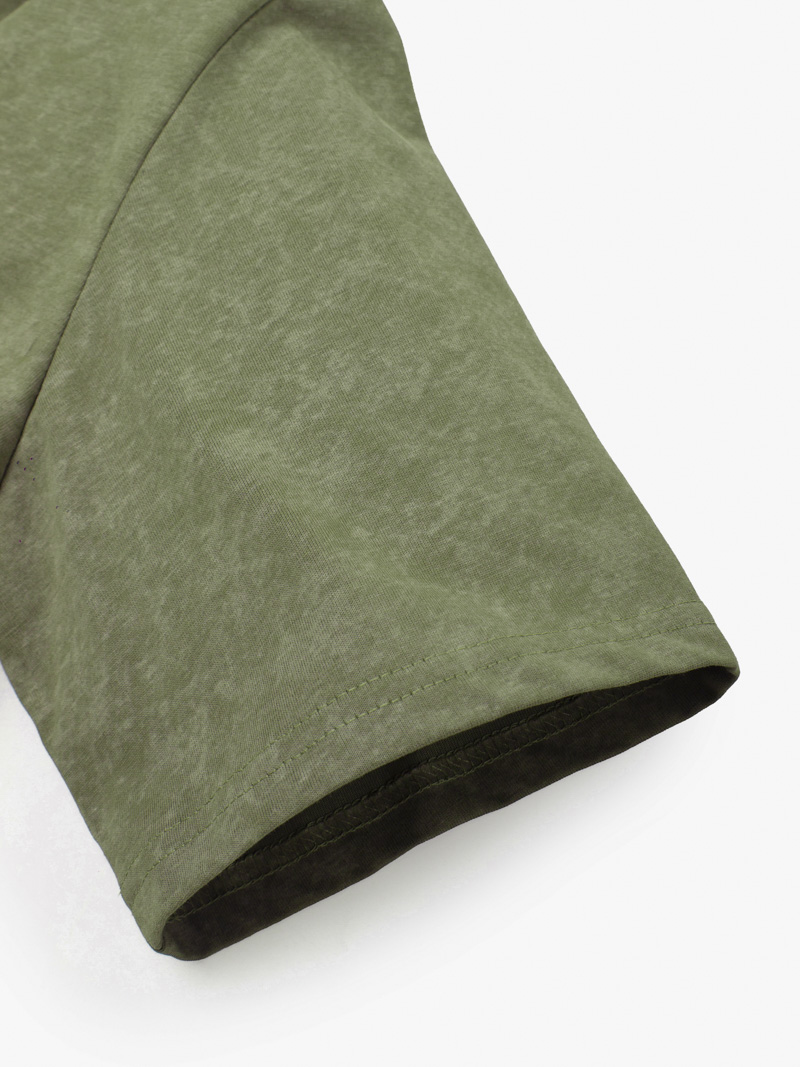 Áo Thun Wash Loang In Hình Lốc Xoáy Form Relax AT173 Màu Rêu