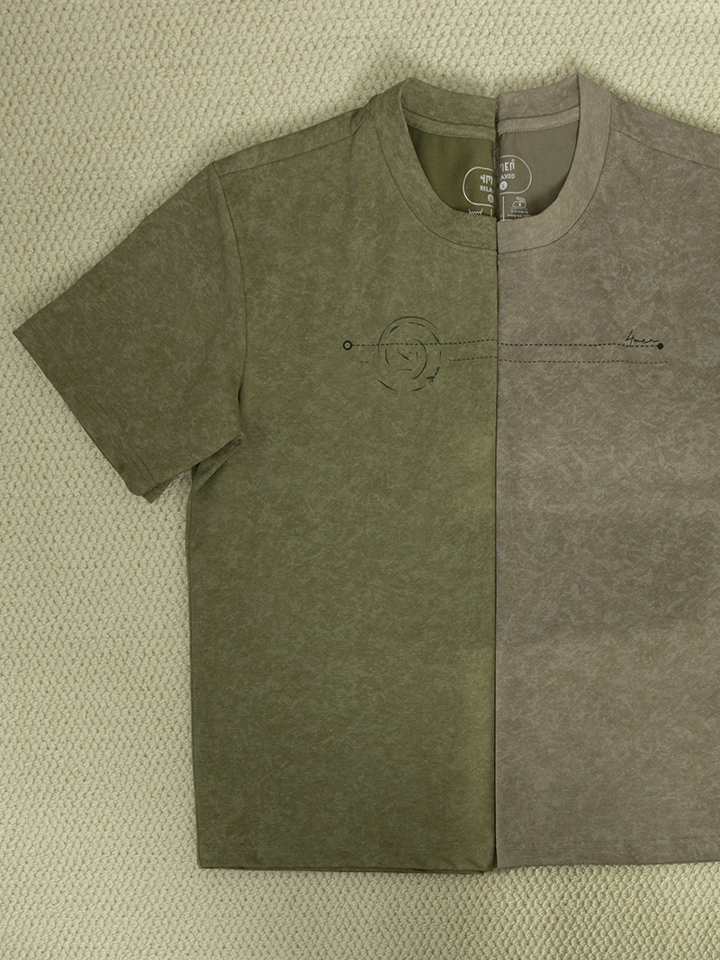 Áo Thun Wash Loang In Hình Lốc Xoáy Form Relax AT173 Màu Rêu