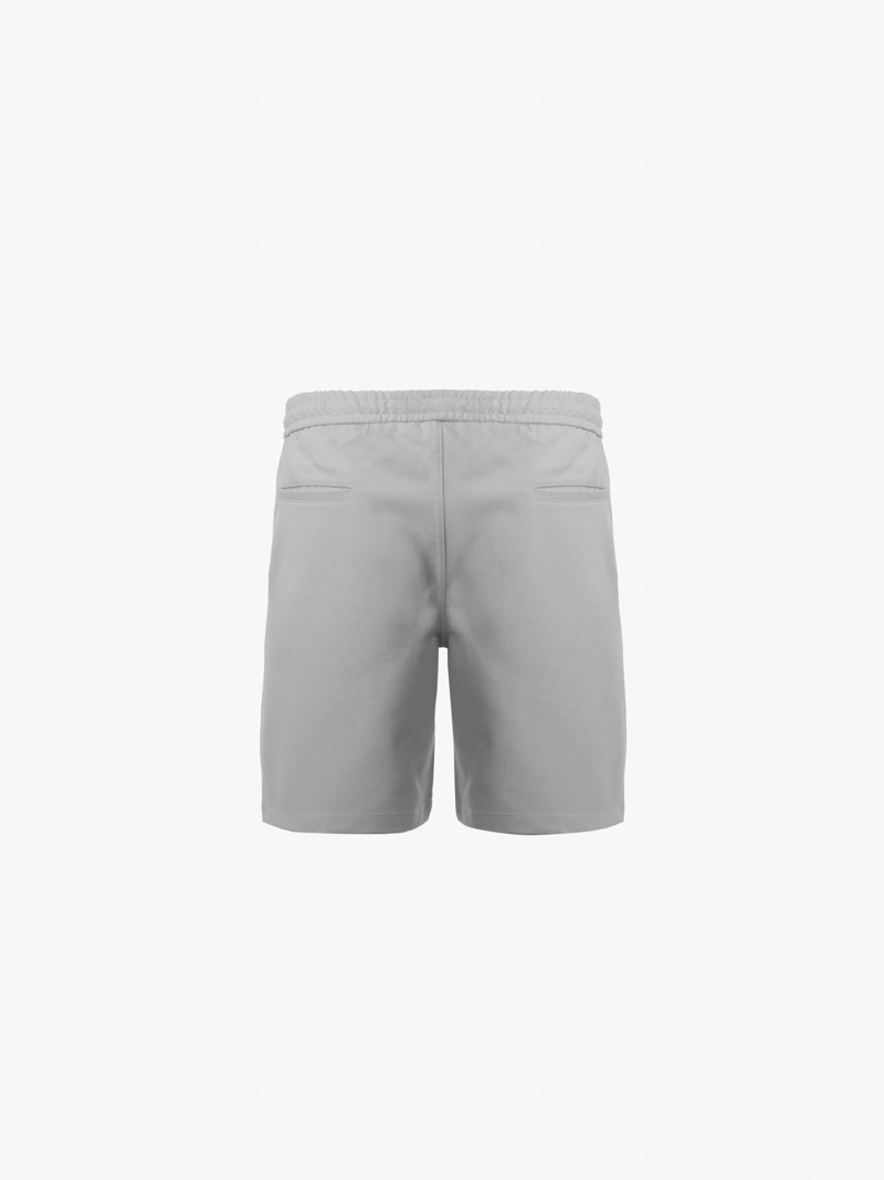 Quần Short Kaki Lưng Thun Gắn Nhãn Trang Trí Form Straight QS067 Màu Xám Nhạt