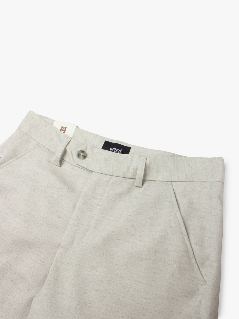 Quần Short Linen Trơn Form Straight QS068 Màu Xám Nhạt