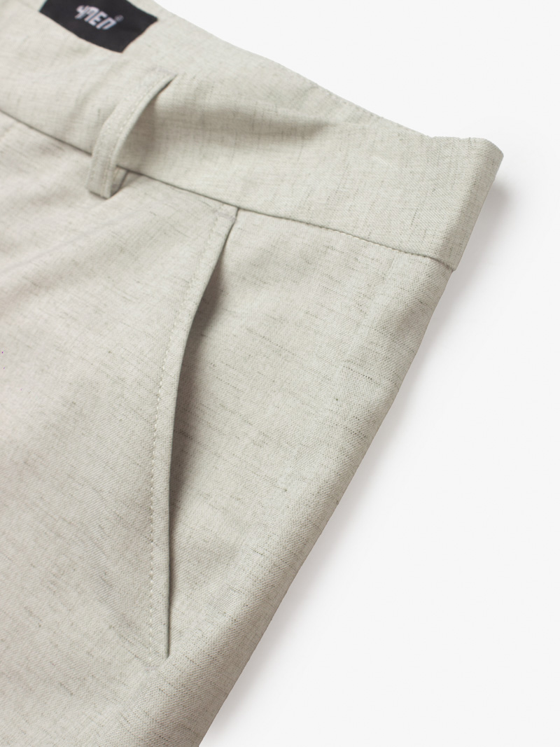 Quần Short Linen Trơn Form Straight QS068 Màu Xám Nhạt