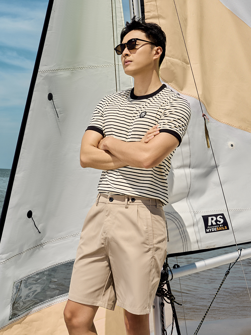 Quần Short Kaki Sidetab Xếp Ly Form Regular QS069 Màu Be