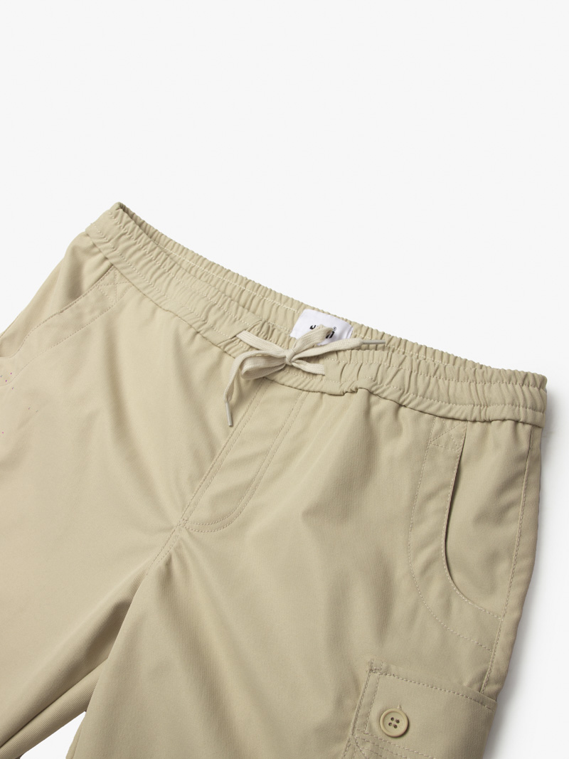 Quần Short Kaki Trang Trí Đường Diễu 2 Bên Túi Hộp Form Straight QS073 Màu Be Đậm