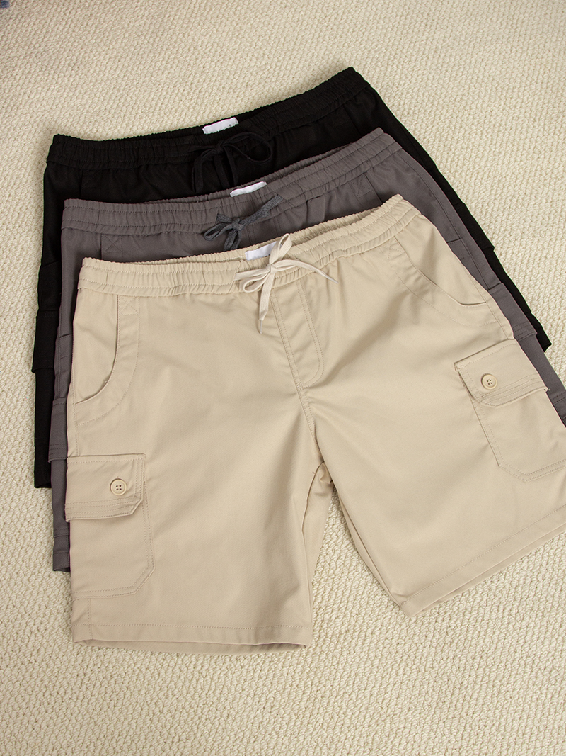 Quần Short Kaki Trang Trí Đường Diễu 2 Bên Túi Hộp Form Straight QS073 Màu Đen