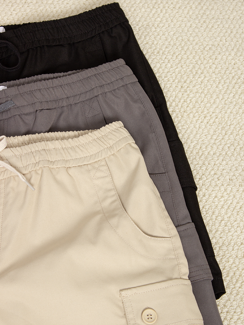 Quần Short Kaki Trang Trí Đường Diễu 2 Bên Túi Hộp Form Straight QS073 Màu Xám