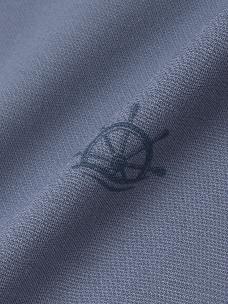 Áo Polo Rayon In Logo Bánh Lái Form Regular PO165 Màu Xanh Đá