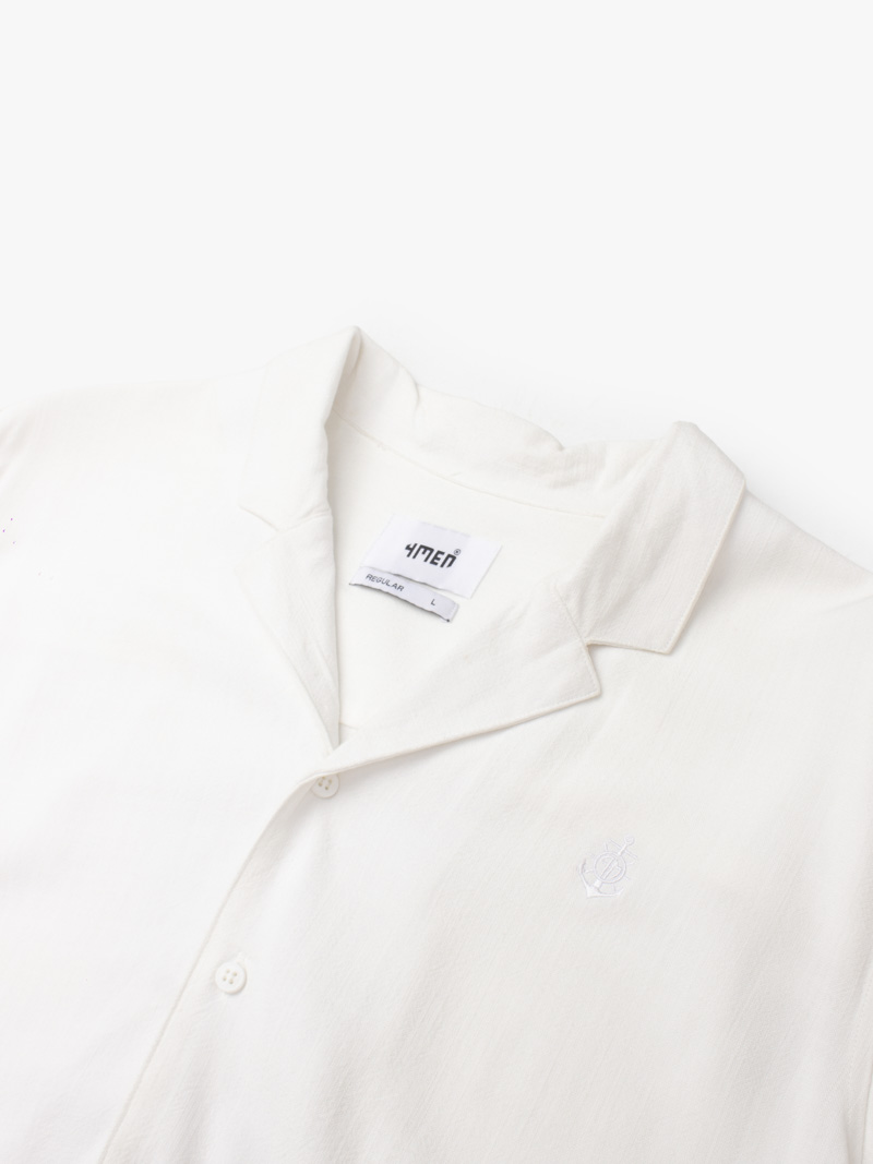 Áo Sơ Mi Linen Trắng Thêu Hình Mỏ Neo 4M Form Regular SM184 Màu Trắng