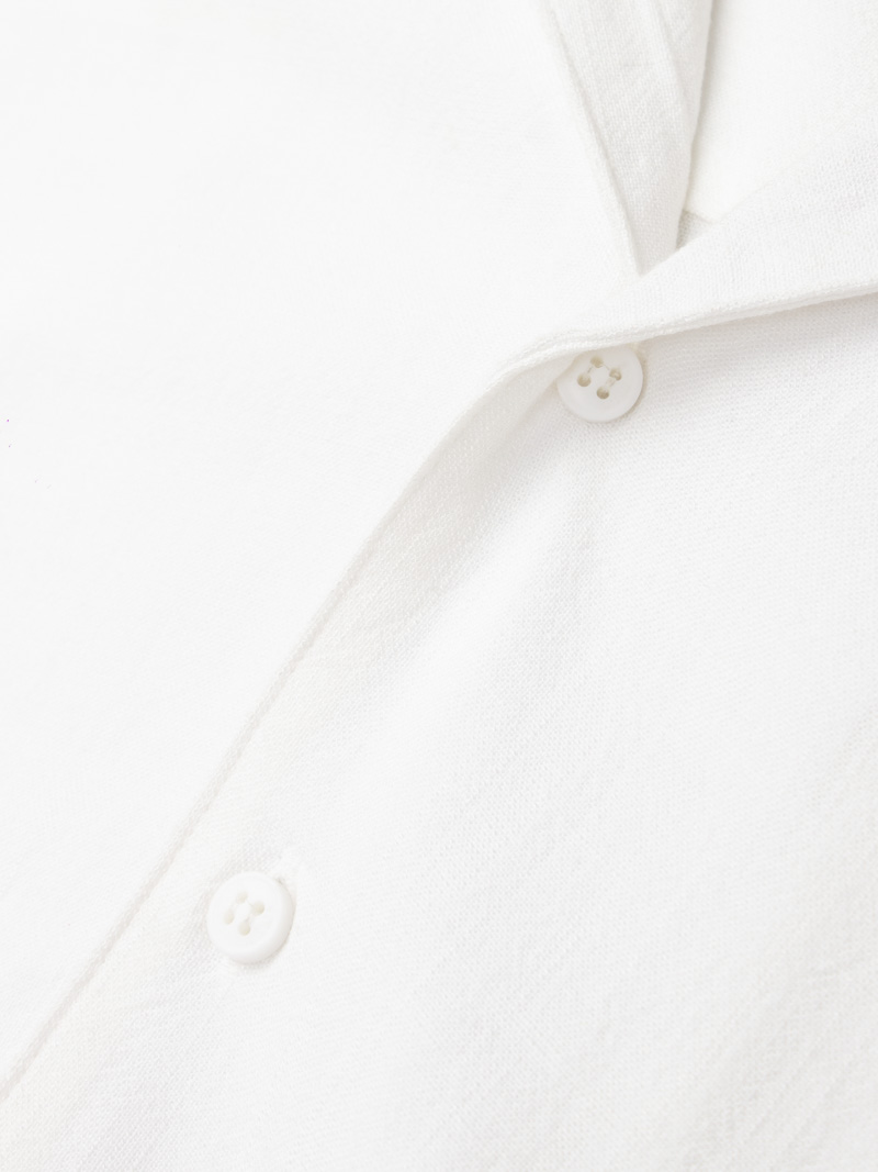 Áo Sơ Mi Linen Trắng Thêu Hình Mỏ Neo 4M Form Regular SM184 Màu Trắng