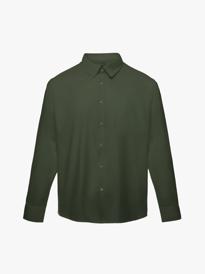 Áo Sơ Mi Trơn Tay Dài SM088 Màu Rêu