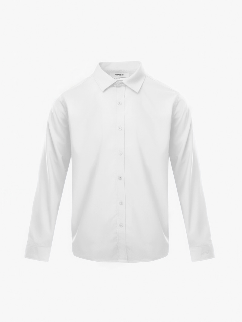 Áo Sơ Mi Trơn Vải Modal Ít Nhăn Form Slimfit SM079 Màu Trắng