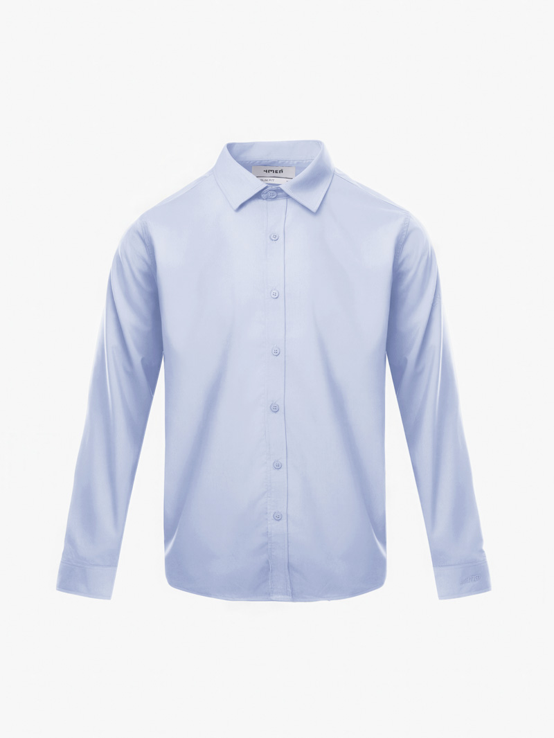 Áo Sơ Mi Trơn Vải Modal Ít Nhăn Form Slimfit SM079 Màu Xanh Biển