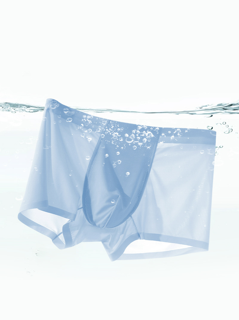 Quần Boxer Lụa Băng Basic QL065 Màu Xanh Biển Nhạt