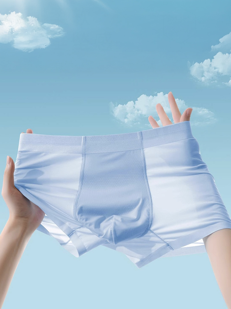 Quần Boxer Lụa Băng Basic QL065 Màu Xanh Biển Nhạt