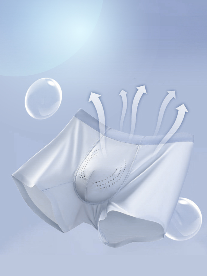 Quần Boxer Lụa Băng Đục Lỗ Thoáng Khí QL067 Màu Xám Đậm