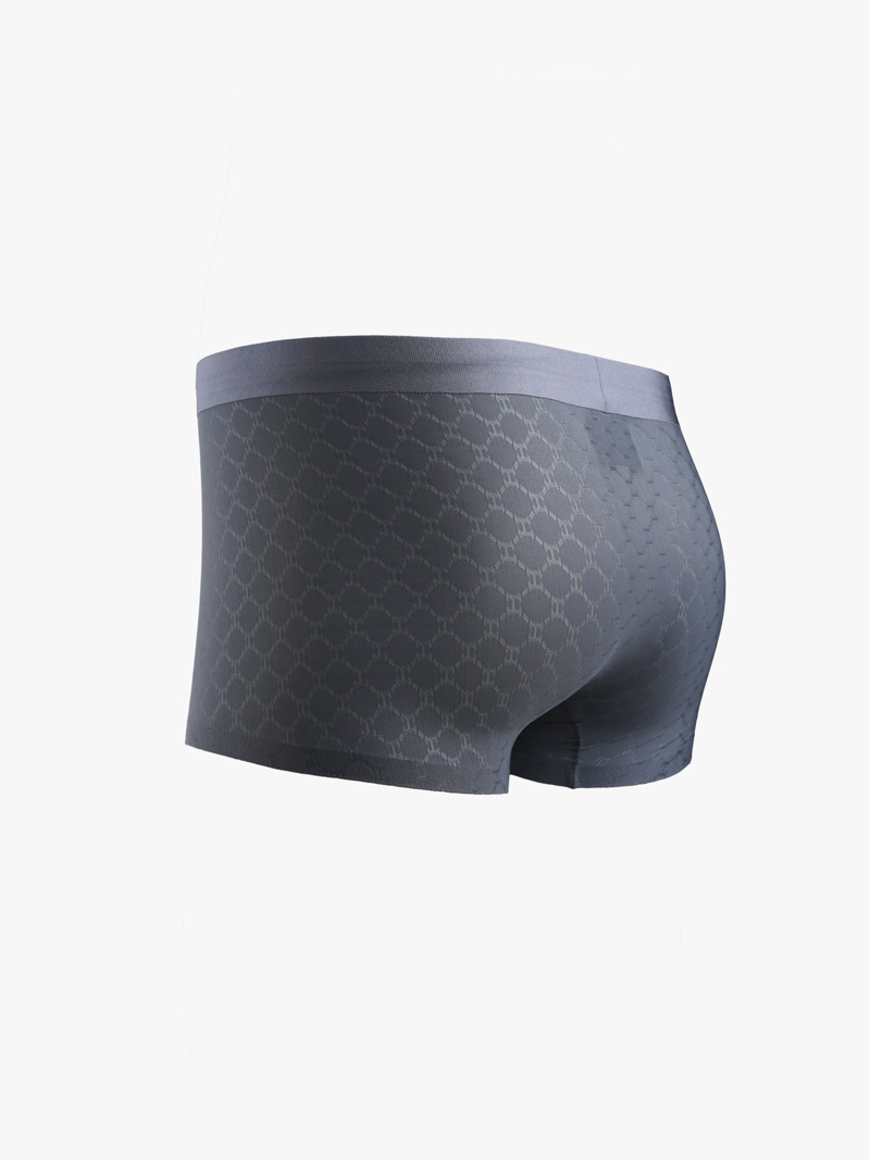 Quần Boxer Lụa Băng Thông Hơi Hoạ Tiết QL069 Màu Xám Đậm
