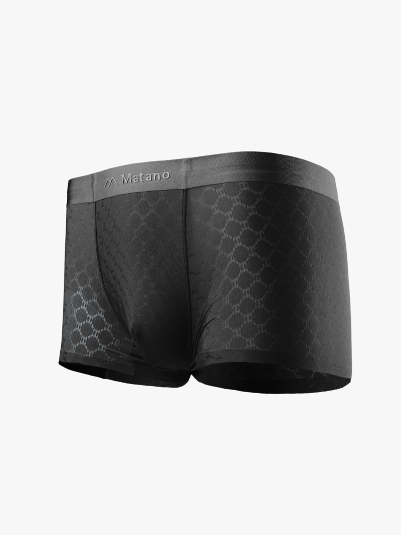 Quần Boxer Lụa Băng Thông Hơi Hoạ Tiết QL069 Màu Đen