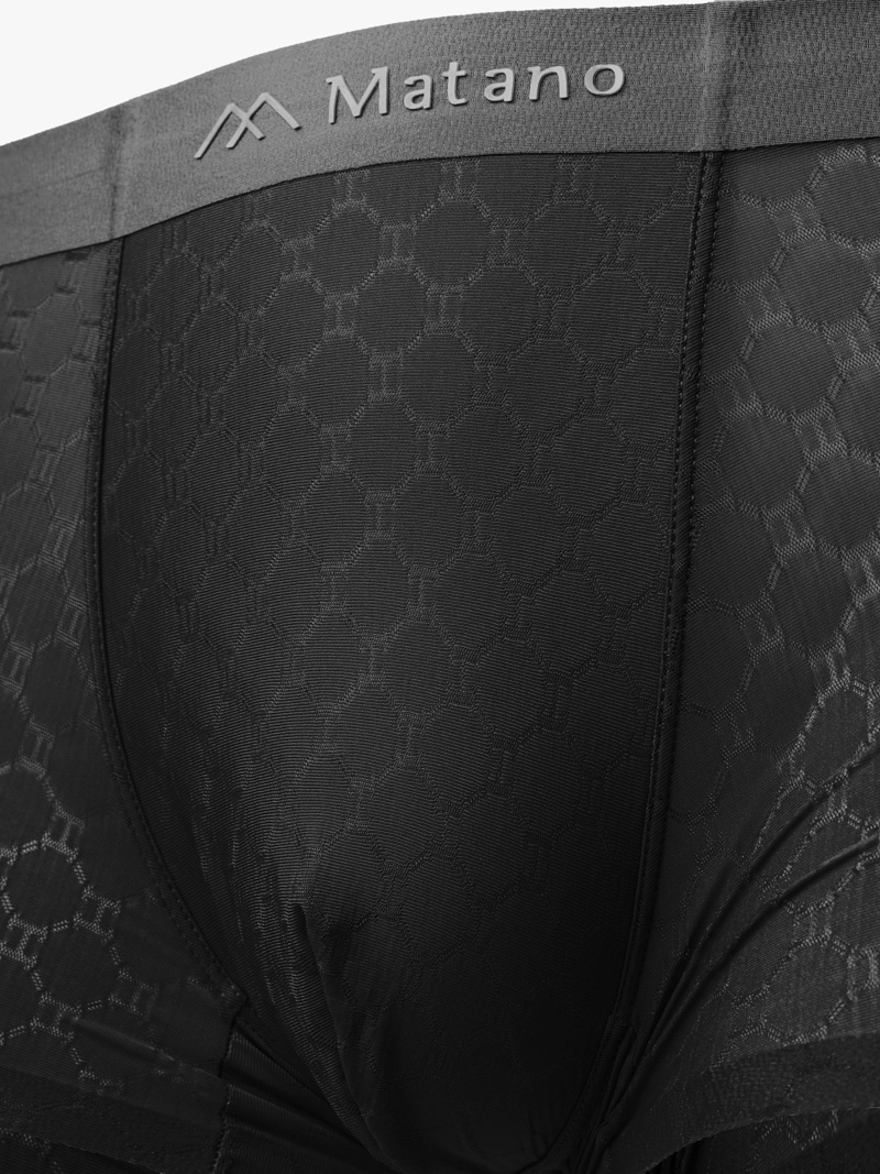 Quần Boxer Lụa Băng Thông Hơi Hoạ Tiết QL069 Màu Đen