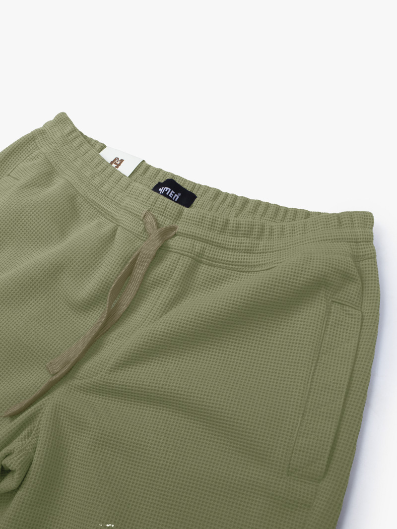 Quần Short Lưng Thun Túi Diễu Gắn Tag Silicon 4M Form Regular QS066 Màu Rêu