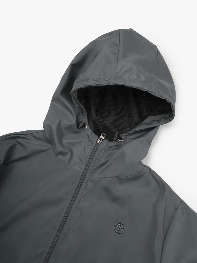 Áo Khoác Dù Trượt Nước Thêu 3D Logo 4M Form Regular AK075 Màu Xám Đậm