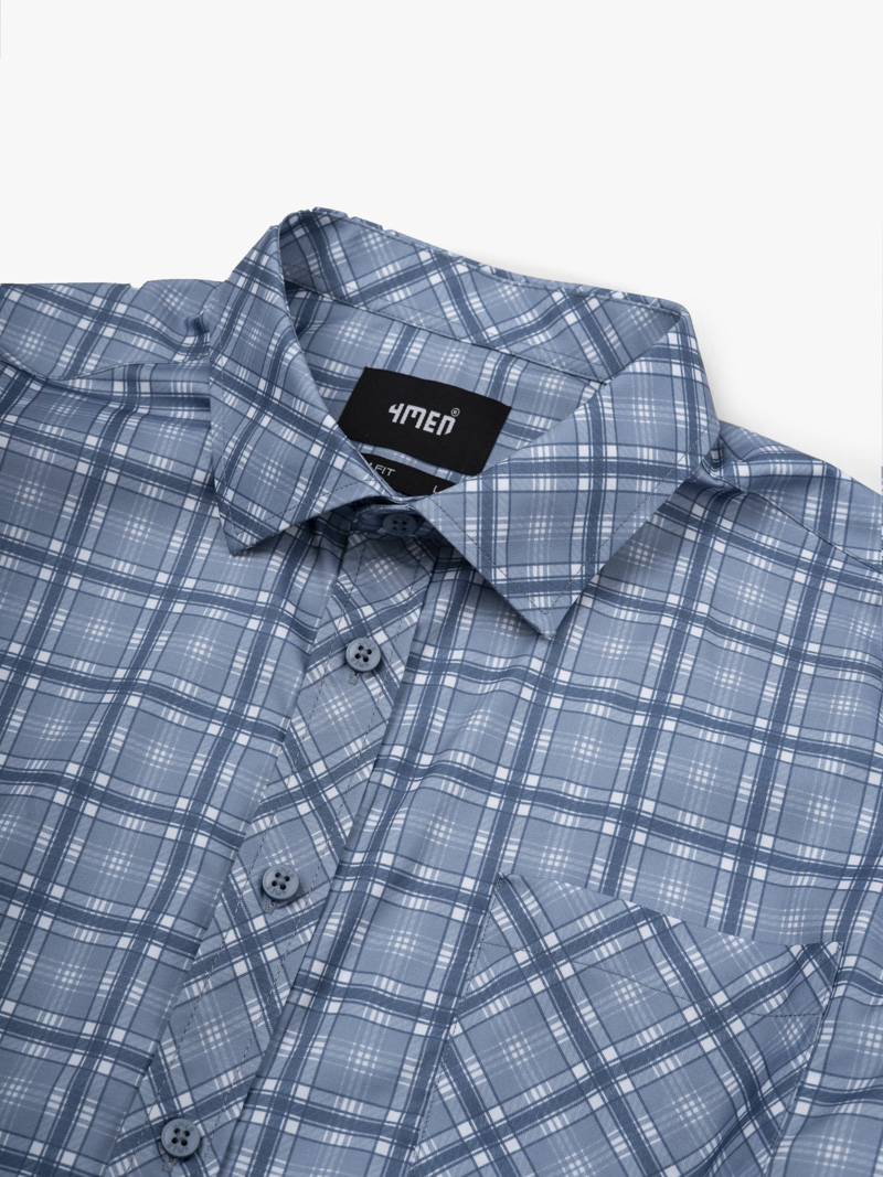 Áo Sơ Mi Caro Cool-X Form Slimfit SM192 Caro Xanh Biển