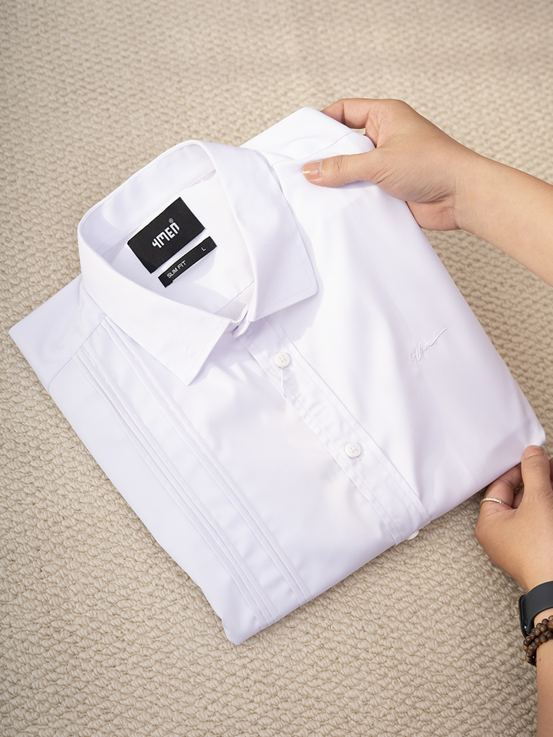 Áo Sơ Mi Cool-X Xếp Ly Thêu 4M Form Slimfit SM194