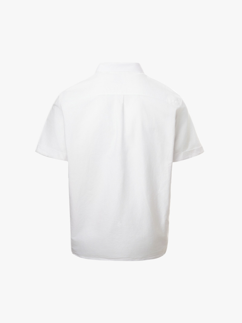 Áo Sơ Mi Tay Ngắn Oxford Thêu 4M Ở Túi Form Regular SM191 Màu Trắng