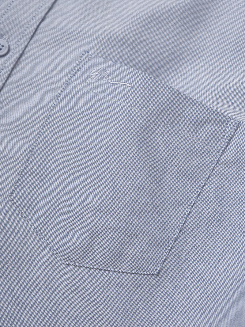 Áo Sơ Mi Tay Ngắn Oxford Thêu 4M Ở Túi Form Regular SM191 Màu Xám