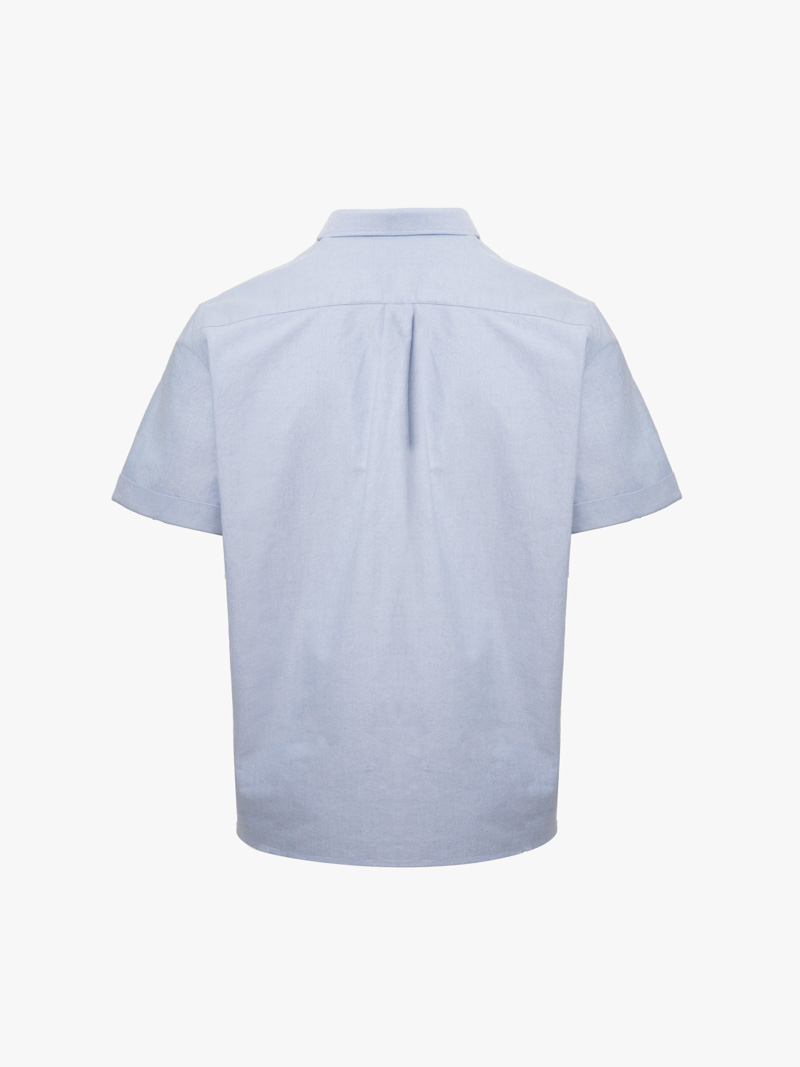 Áo Sơ Mi Tay Ngắn Oxford Thêu 4M Ở Túi Form Regular SM191 Màu Xanh Biển