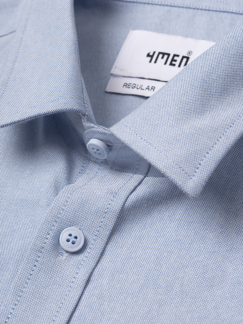 Áo Sơ Mi Tay Ngắn Oxford Thêu 4M Ở Túi Form Regular SM191 Màu Xanh Biển
