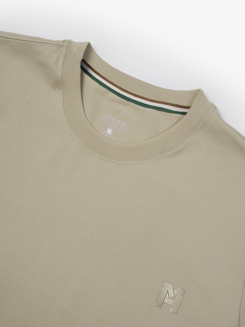 Áo Thun Cổ Tròn Trơn Form Slimfit AT132 Màu Be Nhạt