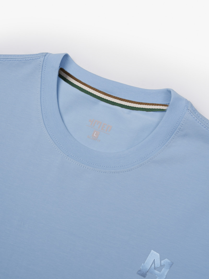 Áo Thun Cổ Tròn Trơn Form Slimfit AT132 Màu Xanh Biển