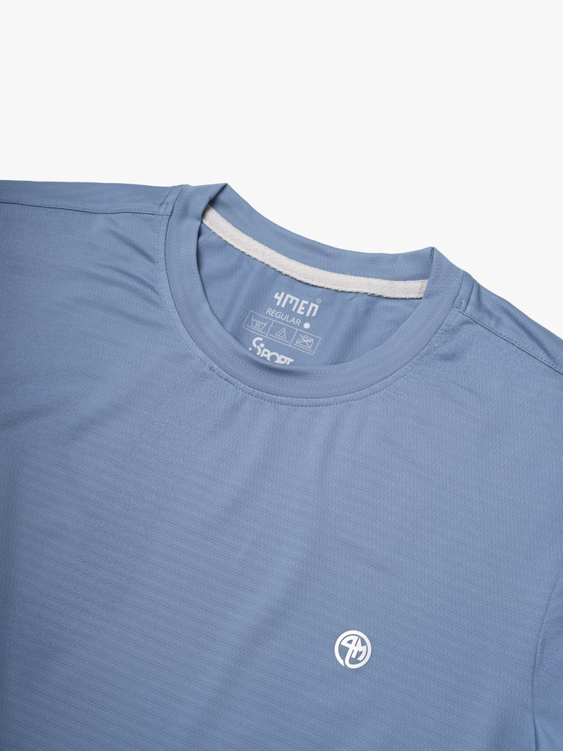 Áo Thun Thể Thao In Logo 4M Tròn Form Regular AT175 Màu Xám Xanh