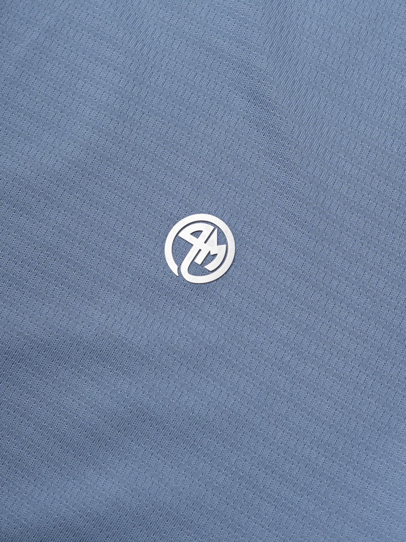 Áo Thun Thể Thao In Logo 4M Tròn Form Regular AT175 Màu Xám Xanh