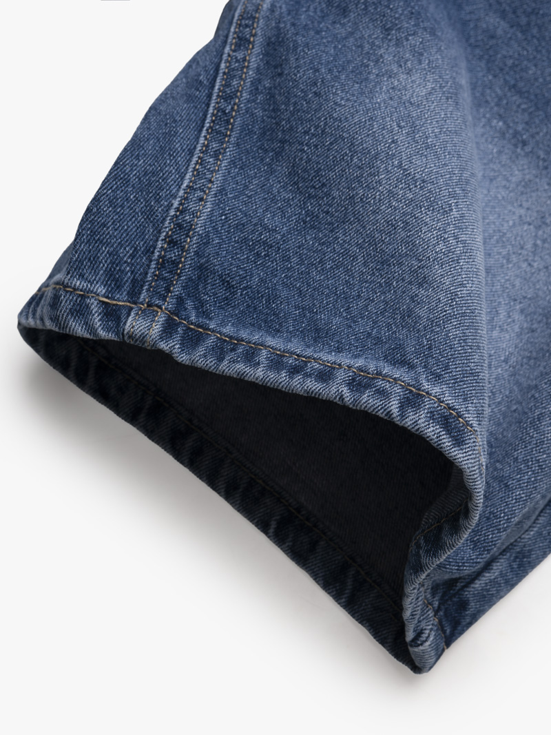 Quần Short Jean Trơn Form Regular QS076 Màu Xanh Biển Đậm