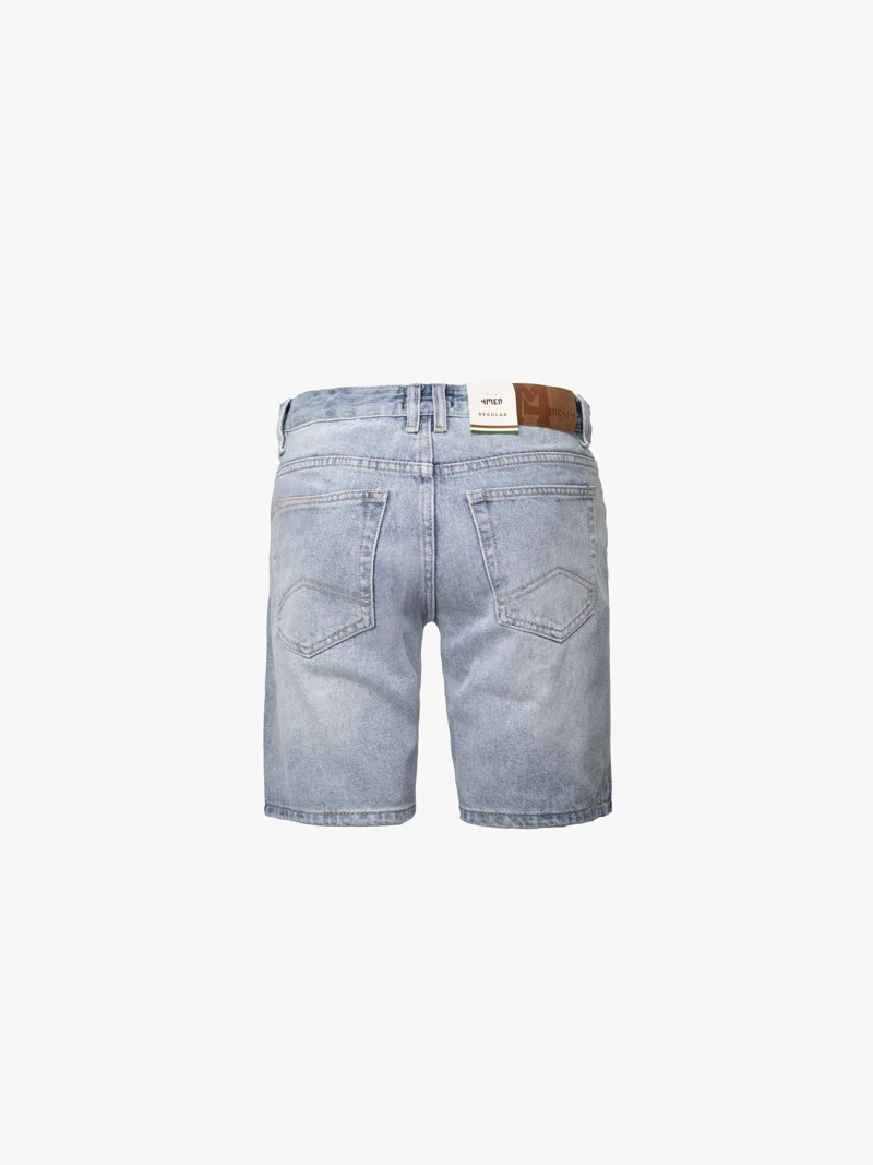 Quần Short Jean Trơn Form Regular QS076 Màu Xanh Biển Nhạt